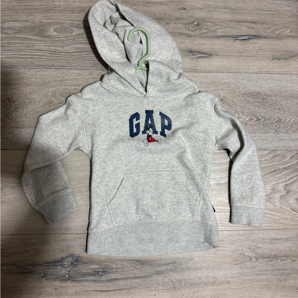 GAP Disney Kids Light Gray Hoodie with Navy Logo Mickey Mouse